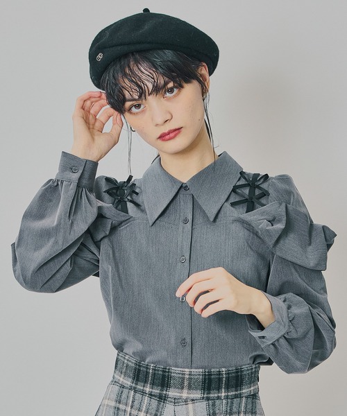 REDYAZEL（レディアゼル） ブラウス シャツ リボンフリルショルダー