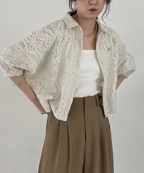 「CAPRICIEUX LE'MAGE」 半袖シャツ FREE オフホワイト レディース_画像2