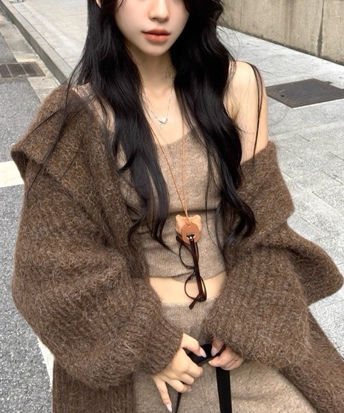 FUNdaysion カーディガン フード付きニットカーディガン レディース