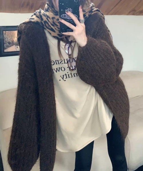 FUNdaysion カーディガン フード付きニットカーディガン レディース