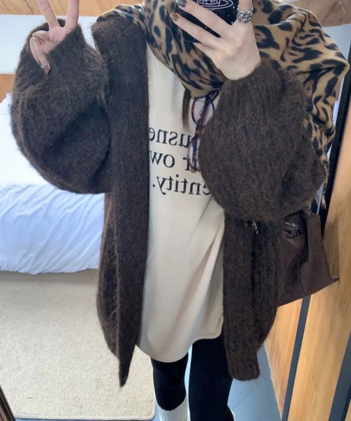 FUNdaysion カーディガン フード付きニットカーディガン レディース