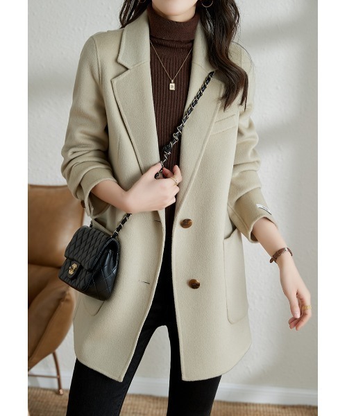 FAVORITO コート チェスターコート 襟付きメルトンジャケット