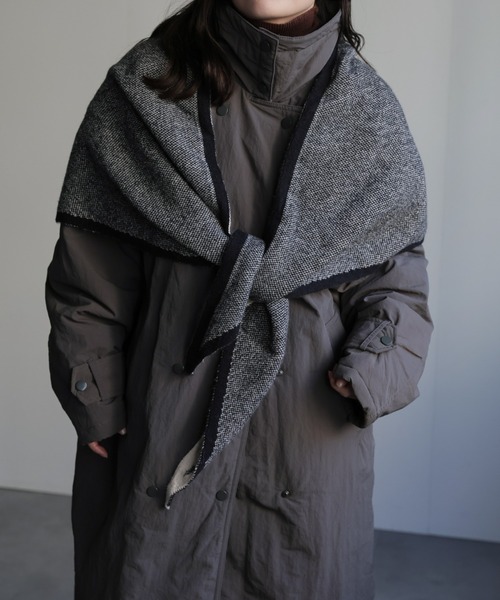 ap retro マフラー ストール バイカラートライアングルニットストール