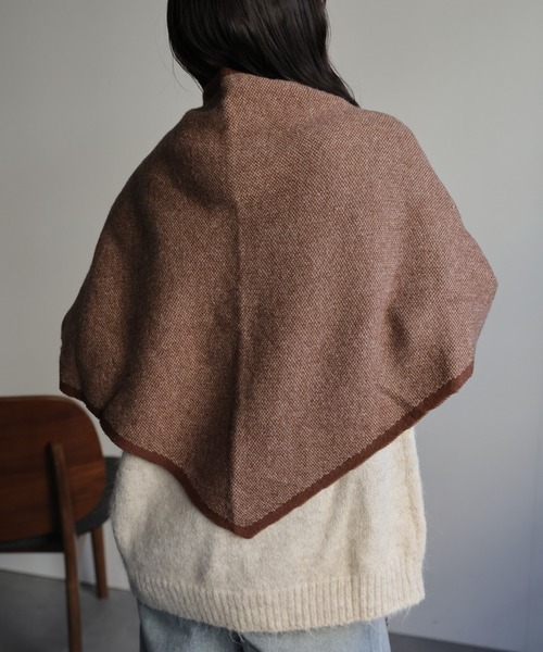 ap retro マフラー ストール バイカラートライアングルニットストール