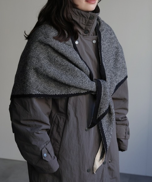 ap retro マフラー ストール バイカラートライアングルニットストール