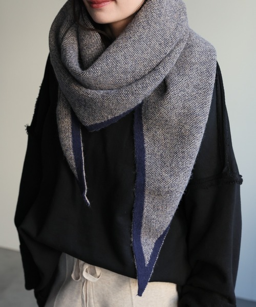 ap retro マフラー ストール バイカラートライアングルニットストール