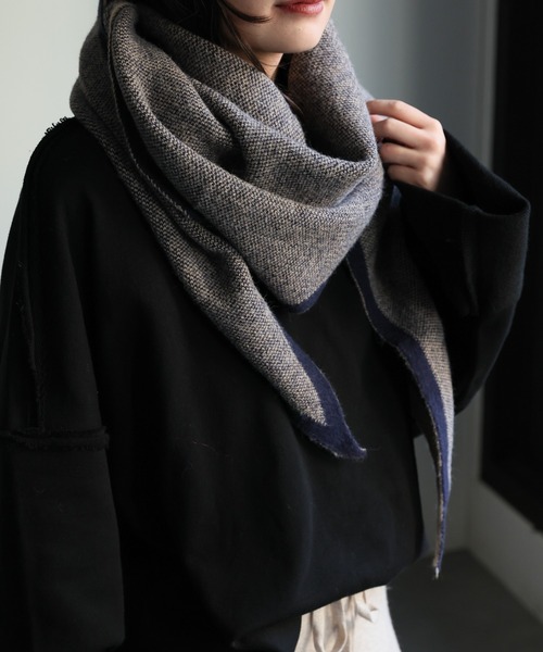 ap retro マフラー ストール バイカラートライアングルニットストール