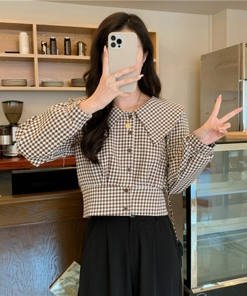 gossip!ロサンゼルス ブラウス シャツ Y2Kガーリー レトロ配色ハウンド