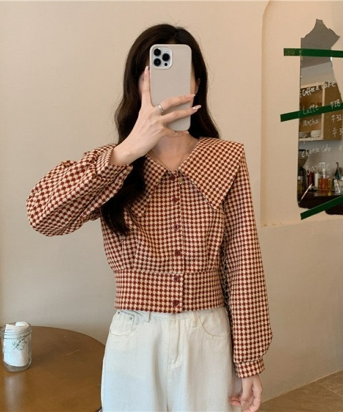 gossip!ロサンゼルス ブラウス シャツ Y2Kガーリー レトロ配色ハウンド