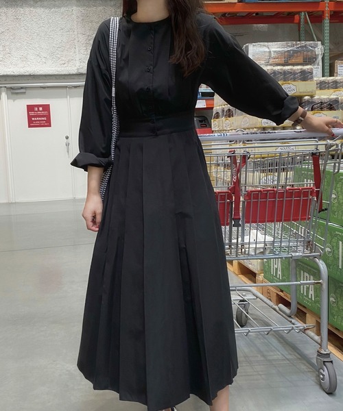 「LAUIR」 長袖ワンピース MEDIUM カーキ レディース_画像3