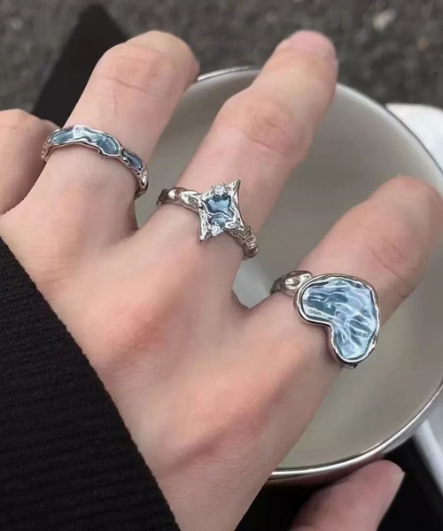 指輪 リング 「456782」シルバーブルーリング3個セット(RZ) レディース