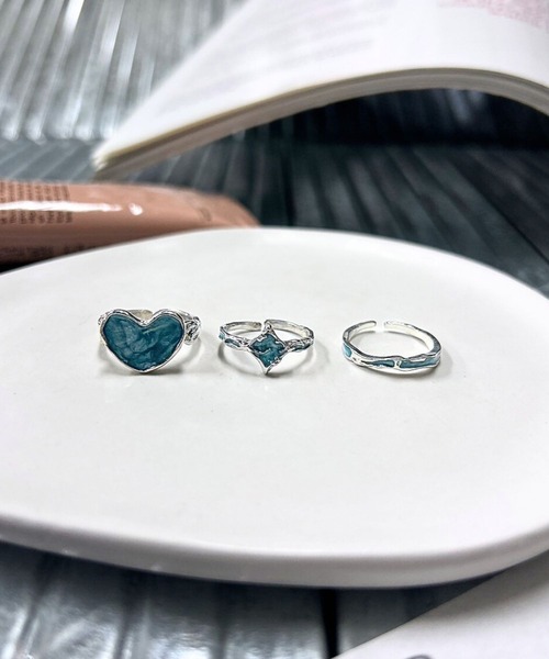 指輪 リング 「456782」シルバーブルーリング3個セット(RZ) レディース