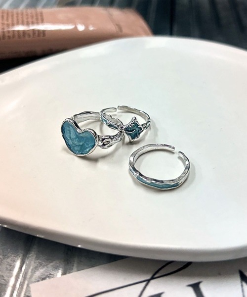 指輪 リング 「456782」シルバーブルーリング3個セット(RZ) レディース