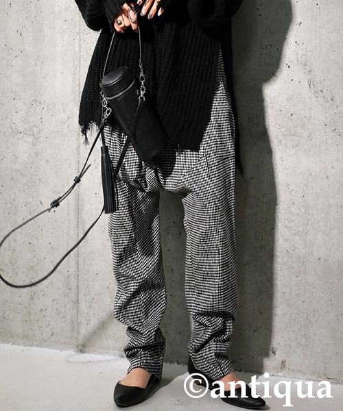 antiqua（アンティカ） パンツ 千鳥柄 サルエルパンツ レディース