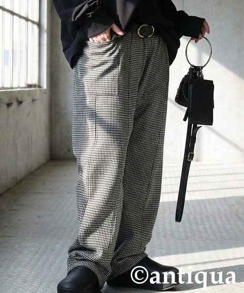 antiqua（アンティカ） パンツ 千鳥柄 サルエルパンツ レディース