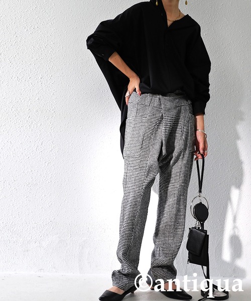 antiqua（アンティカ） パンツ 千鳥柄 サルエルパンツ レディース