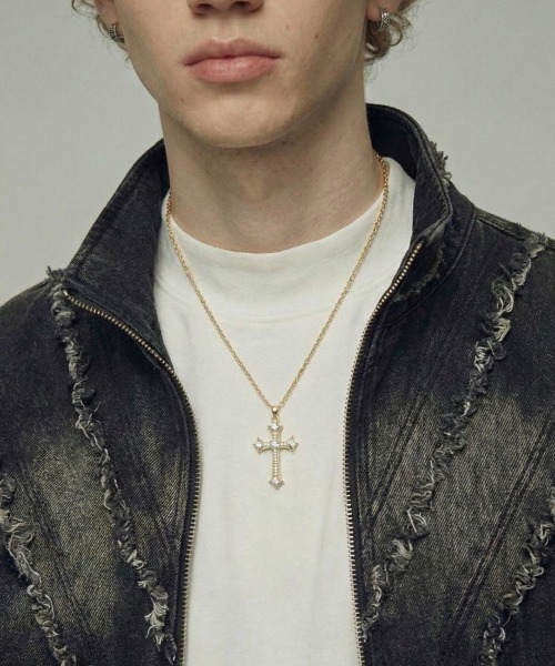 MONOCHROME ネックレス ロイヤルジルコニアパヴェクロスネックレス