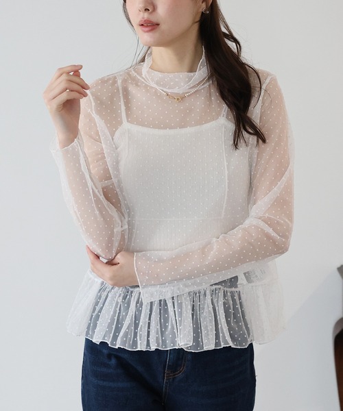 BLUEEAST（ブルーイースト） tシャツ シアードットペプラムブラウス