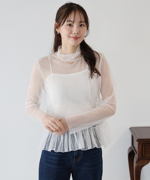 BLUEEAST（ブルーイースト） tシャツ シアードットペプラムブラウス