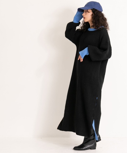 「bohmal」 ニットワンピース FREE ブラック レディース_画像2