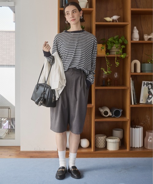 ANGIE tシャツ シアー ボーダー オーバーサイズ ロンT レディース