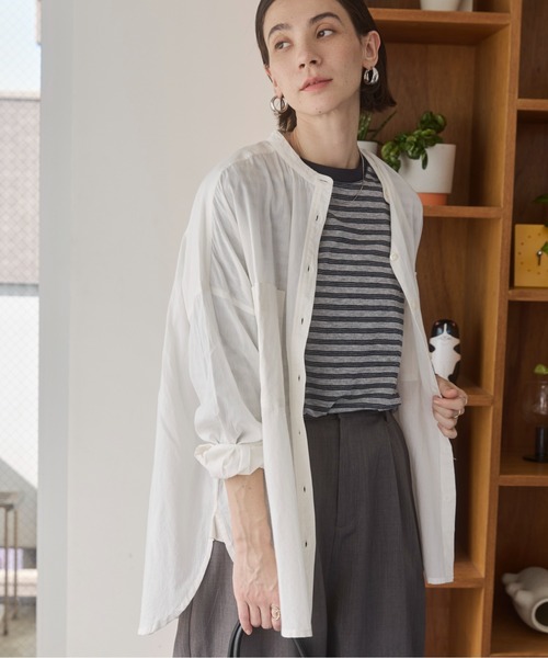 ANGIE tシャツ シアー ボーダー オーバーサイズ ロンT レディース