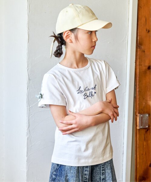 ikka（イッカ） tシャツ 冷感肩ギンガム切り替えロゴT（120~160cm 