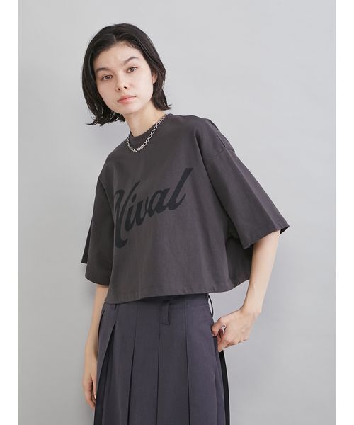 Mila Owen（ミラオーウェン） tシャツ ショート丈ワイドグラフィックT