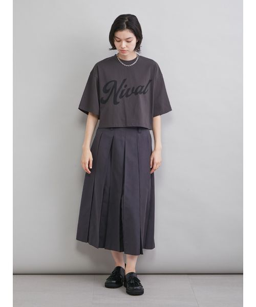 Mila Owen（ミラオーウェン） tシャツ ショート丈ワイドグラフィックT