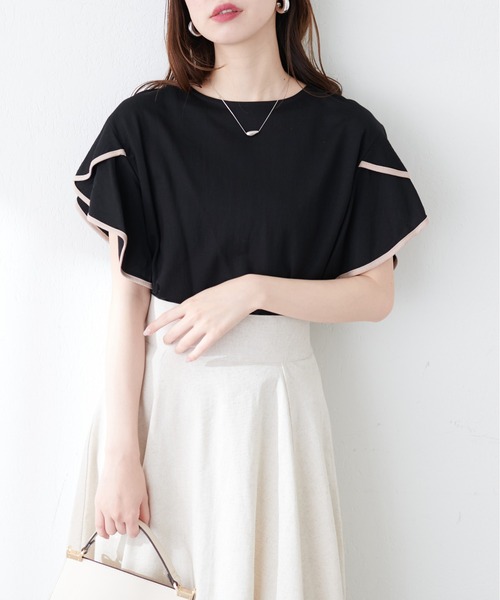 「natural couture」 半袖カットソー FREE ブラック レディース_画像8