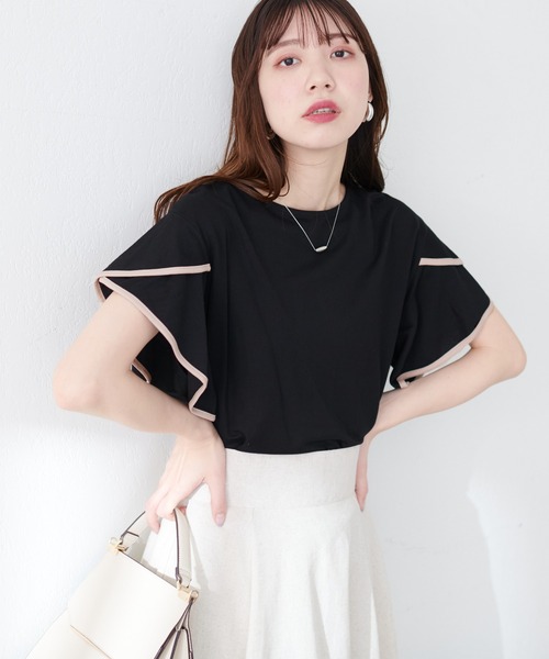 「natural couture」 半袖カットソー FREE ブラック レディース_画像9