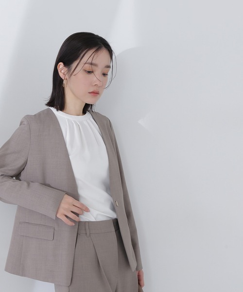 「NATURAL BEAUTY BASIC」 ジャケット MEDIUM チャコールグレー レディースの画像