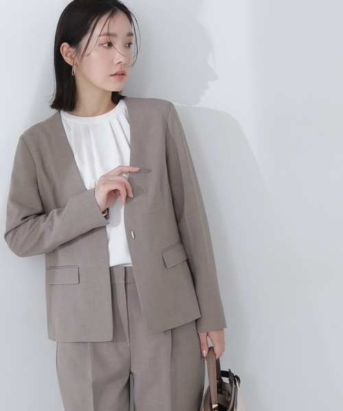 「NATURAL BEAUTY BASIC」 ジャケット MEDIUM チャコールグレー レディースの画像