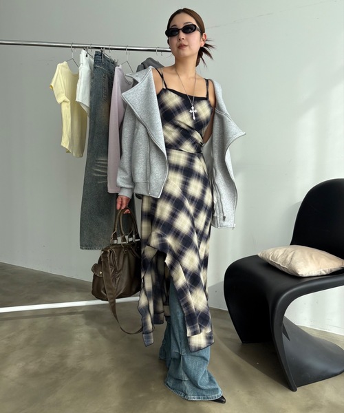 「SHAGGIE」 キャミソールワンピース MEDIUM ネイビー レディース_画像4