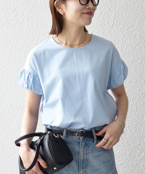 tシャツ SHIPS any:「多機能/洗濯機可能」マルチファンクション ギャザー スリーブ TEE レディースの画像