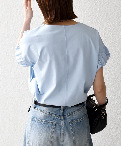 tシャツ SHIPS any:「多機能/洗濯機可能」マルチファンクション ギャザー スリーブ TEE レディースの画像