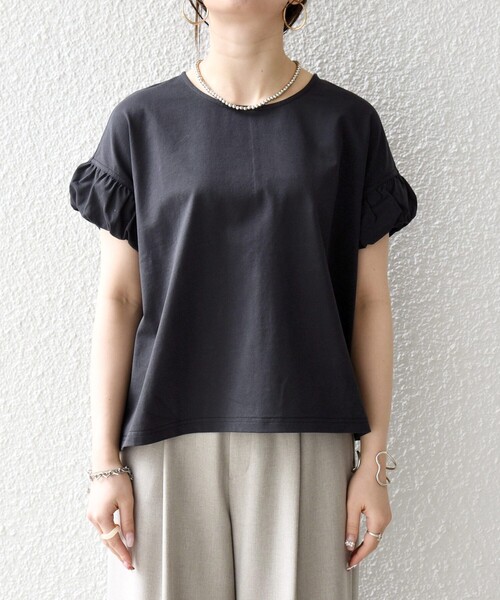 tシャツ SHIPS any:「多機能/洗濯機可能」マルチファンクション ギャザー スリーブ TEE レディースの画像