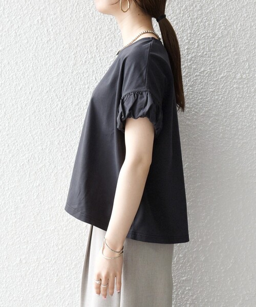 tシャツ SHIPS any:「多機能/洗濯機可能」マルチファンクション ギャザー スリーブ TEE レディースの画像