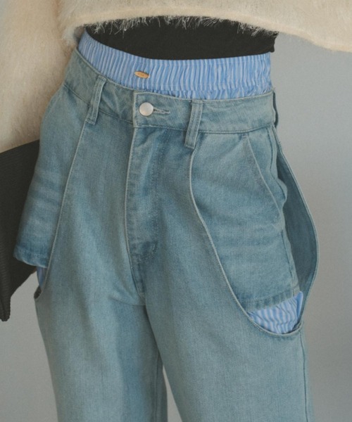 「VANNIE U」 デニムパンツ S ライトブルー レディース_画像2