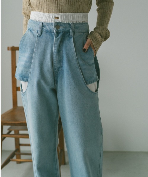 「VANNIE U」 デニムパンツ S ライトブルー レディース_画像3