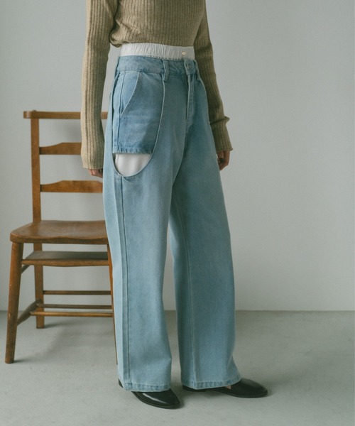 「VANNIE U」 デニムパンツ S ライトブルー レディース_画像4
