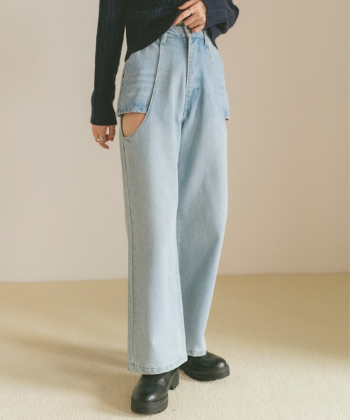 「VANNIE U」 デニムパンツ S ライトブルー レディース_画像6