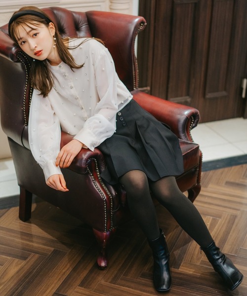 「WILLSELECTION」 長袖ブラウス MEDIUM ベージュ レディース_画像2