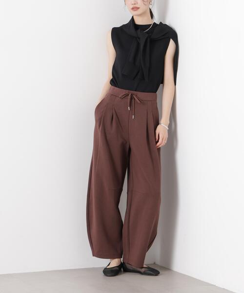 ワイドパンツ パンツ 接触冷感ダンボールカットカーブシルエットパンツ(セットアップ可) レディースの画像