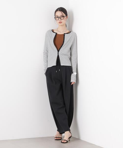 ワイドパンツ パンツ 接触冷感ダンボールカットカーブシルエットパンツ(セットアップ可) レディースの画像