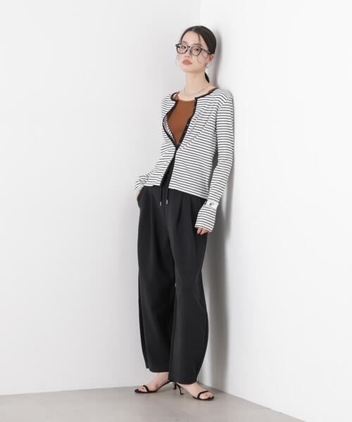 ワイドパンツ パンツ 接触冷感ダンボールカットカーブシルエットパンツ(セットアップ可) レディースの画像