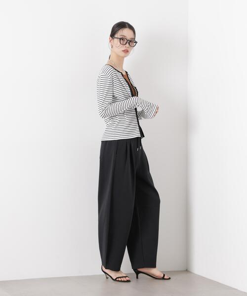 ワイドパンツ パンツ 接触冷感ダンボールカットカーブシルエットパンツ(セットアップ可) レディースの画像