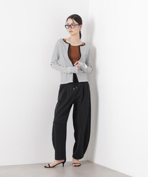 ワイドパンツ パンツ 接触冷感ダンボールカットカーブシルエットパンツ(セットアップ可) レディースの画像
