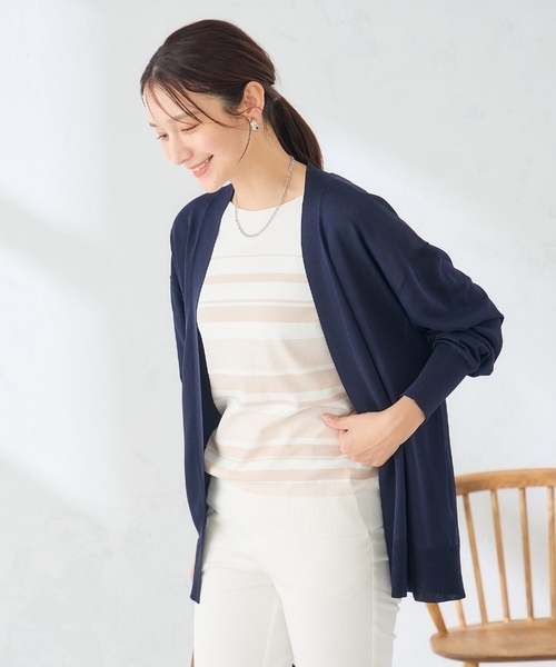 カーディガン 「UVカット/接触冷感」さらさらタッチトッパーカーディガン レディースの画像
