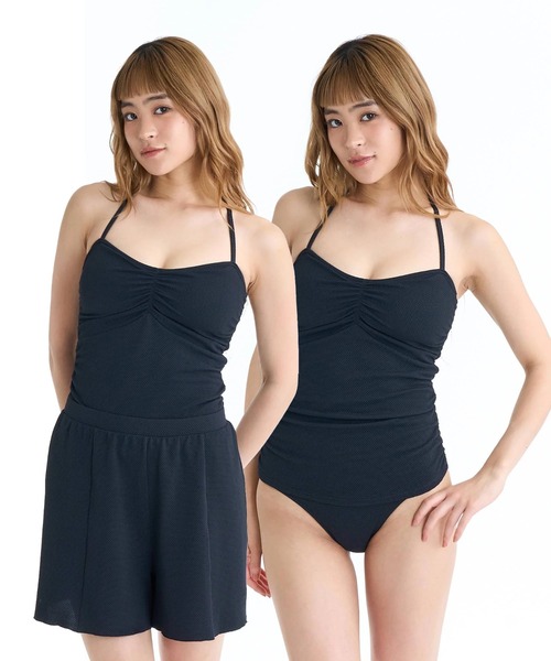 ★新品未使用★ROXY★ロキシー 体型カバー/3点セット水着 ブラック ROXY（ロキシー） 水着 ROXY WAVELET 3点セット キュロット付きセット